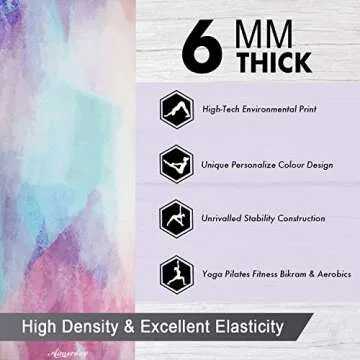 Aimerday Premium Print Yoga Mat for Women Non Slip Exercise Mat with Carrying Strap & Mat Bag, 1/4" Extra Thick High Density Eco Friendly Large Yoga Mats for Fitness, Pilates & Home Floor Workout