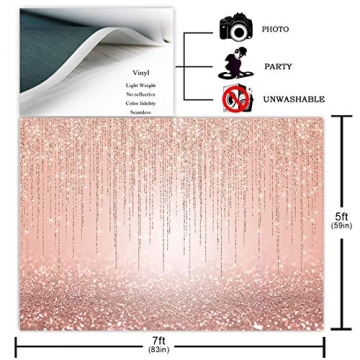 Avezano 7x5ft Rose Gold Glitter Backdrop for Celebrations