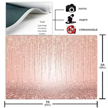 Avezano 7x5ft Rose Gold Glitter Backdrop for Celebrations