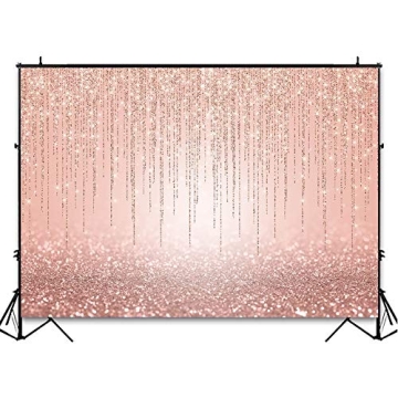 Avezano 7x5ft Rose Gold Glitter Backdrop for Celebrations