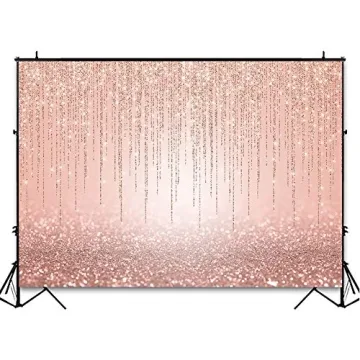 Avezano 7x5ft Rose Gold Glitter Backdrop for Celebrations