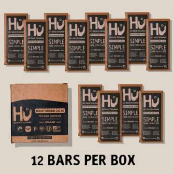 Hu Chocolate Bars | 12 Pack Simple Chocolate | Natural Organic Vegan, Gluten Free, Paleo, Non GMO, Fair Trade Dark Chocolate | 2.1oz Each