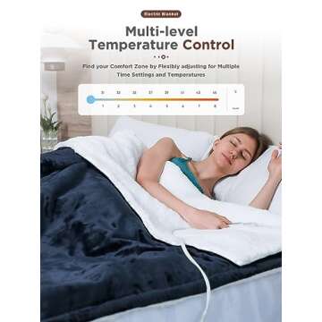 Electric Blanket Heated Throw,Double-Sided Flannel＆Sherpa Electric Throw with1-9 hrs Timer Auto-Off & 8 Heating Levels,ETL Certification,Machine Washable,Heated Protection Ultra Soft Warm