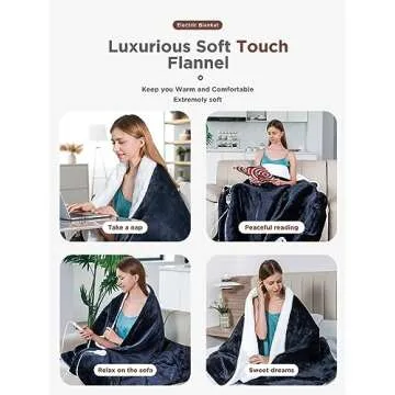 Electric Blanket Heated Throw,Double-Sided Flannel＆Sherpa Electric Throw with1-9 hrs Timer Auto-Off & 8 Heating Levels,ETL Certification,Machine Washable,Heated Protection Ultra Soft Warm