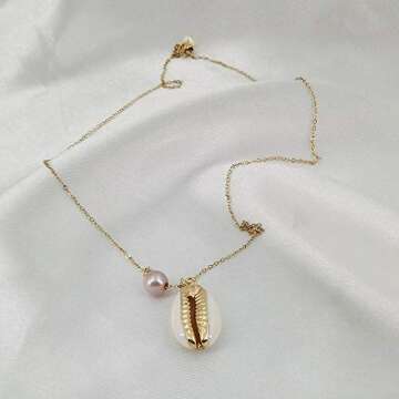 INSPIRELLE 12PCS Golden Natural Shell Pendants Sea Shell Connectors Beach Seashells Cowrie Shell Charms for Jewelry Making