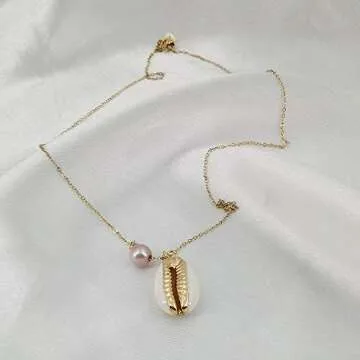 INSPIRELLE 12PCS Golden Natural Shell Pendants Sea Shell Connectors Beach Seashells Cowrie Shell Charms for Jewelry Making