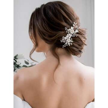 SWEETV Silver Bridal Hair Comb - Handmade Elegance for Weddings