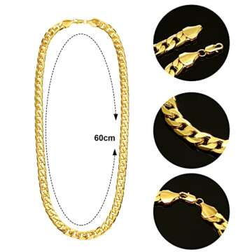 Gejoy Hippie Disco Costume Men Set Funky Afro Wig,Gold Celebrity Sunglasses Faux Gold Chain for 50/6...