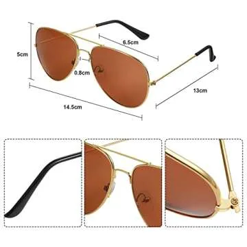 Gejoy Hippie Disco Costume Men Set Funky Afro Wig,Gold Celebrity Sunglasses Faux Gold Chain for 50/60/70s Party Accessories(Brown Hair)