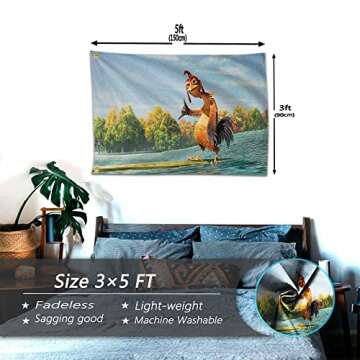 siixoi Chicken Flag 3X5FT Meme Tapestry Funny Man Cave Wall Flag for College Dorm Decor, Outdoor, Bedroom or Home Office Wall Decor Banner Gifts