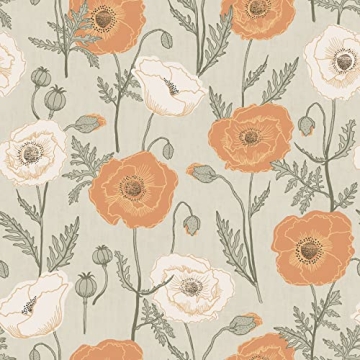 Jen Hewett Poppy Field Peel & Stick Wallpaper in Spice - Floral Design