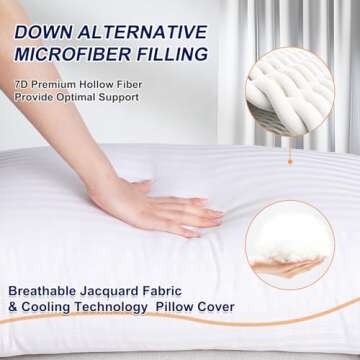 Favocama Pillows Standard Size Set of 4 Hotel Collection Bed Pillow for Sleeping Pillows 4 Pack for Back, Stomach or Side Sleepers Soft and Supportive Washable Pillows for Bedroom