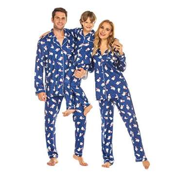 Ekouaer Christmas Family Matching Pajamas Long Sleeve Button Down Pj Set Festival Party Sleepwear