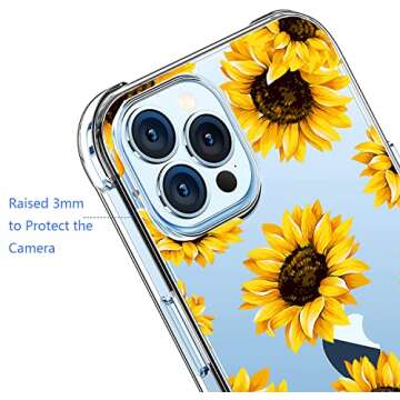 HEYORUN Sunflower Case Compatible for iPhone 13 Pro Max 6.7 Inch 2021, Sunflower Girls and Women Flo...