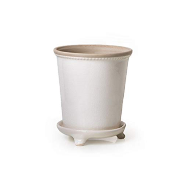 Elegant White Vintage Flower Pot - 7" Ceramic Planter