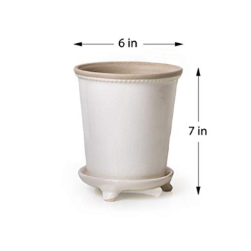 Elegant White Vintage Flower Pot - 7" Ceramic Planter