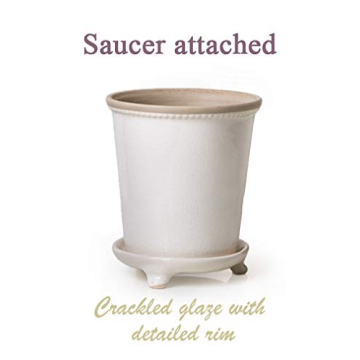 Elegant White Vintage Flower Pot - 7" Ceramic Planter