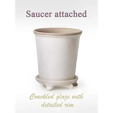 Elegant White Vintage Flower Pot - 7" Ceramic Planter