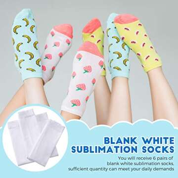 Geyoga Sublimation Socks - 6 Pairs for DIY Gifts