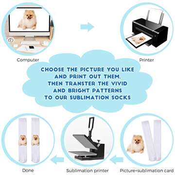 Geyoga Sublimation Socks - 6 Pairs for DIY Gifts