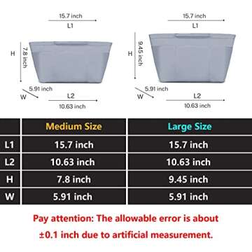 Gonex Nylon Tote Organizer Purse Insert Pocketbook Organizer Insert Handbag Divider with Handles Zipper Closure Fit Speedy Neverful Graceful