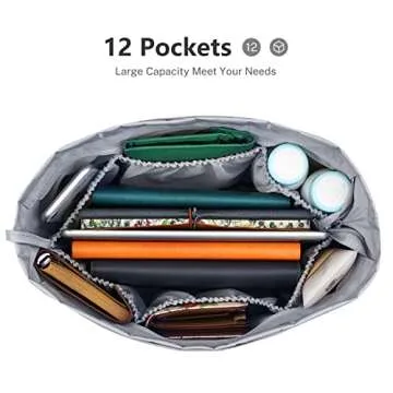 Gonex Nylon Tote Organizer Purse Insert Pocketbook Organizer Insert Handbag Divider with Handles Zipper Closure Fit Speedy Neverful Graceful