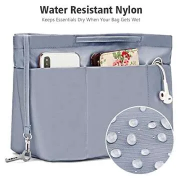 Gonex Nylon Tote Organizer Purse Insert Pocketbook Organizer Insert Handbag Divider with Handles Zipper Closure Fit Speedy Neverful Graceful