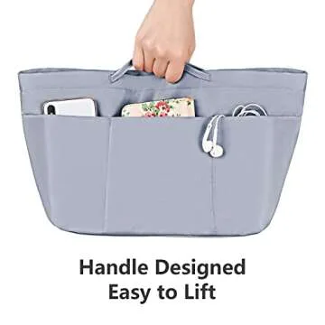Gonex Nylon Tote Organizer Purse Insert Pocketbook Organizer Insert Handbag Divider with Handles Zipper Closure Fit Speedy Neverful Graceful