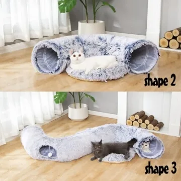 Fluffy Plush Cat Dog Tunnel Bed - 3 FT Playground