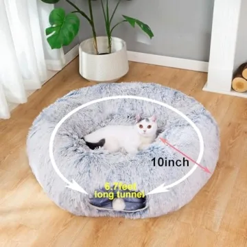 Fluffy Plush Cat Dog Tunnel Bed - 3 FT Playground