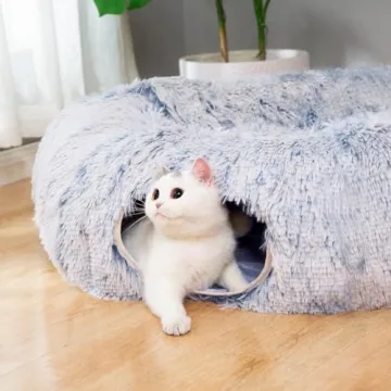 Fluffy Plush Cat Dog Tunnel Bed - 3 FT Playground