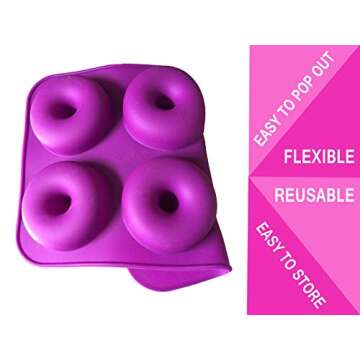Amison Silicone Donut Pan Non-Stick Donut Mold for Baking Full Size Bagel Doughnut,Dishwasher, Oven, Microwave, Freezer Safe