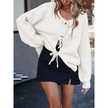 Saodimallsu Women's Bow Front Cardigan Sweater 2024