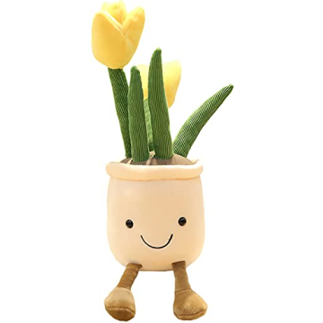 WUZHOU Tulip Plush Toy - 13.7" Soft Flower Pot Plushie, Cute Multicolor Decoration