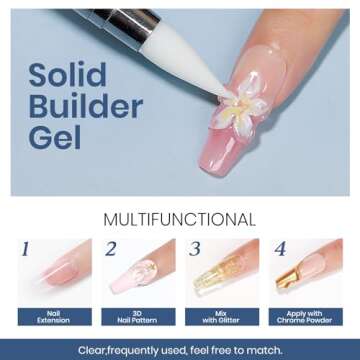 MIZHSE 100g Solid Builder Gel for Nails, Large Capacity Clear 3D Sculpting Gel Hard Gel for Nails, N...