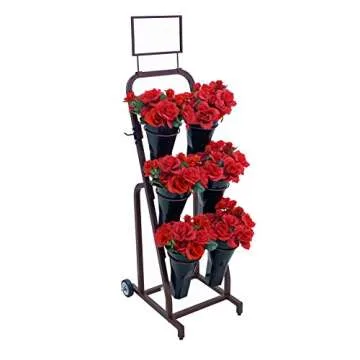 Mobile Merchandisers Floral Displays FC1640 59"H Floral Cart with 6 Floral Vases