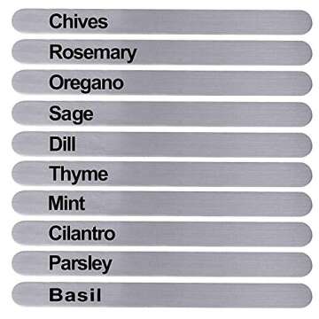 HERB BROS Stainless Aluminum Herb Markers [Set of 10] - Easy to Read Metal Plant Labels for Garden H...