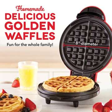 DASH Express 8” Waffle Maker for Waffles, Paninis, Hash Browns + other Breakfast, Lunch, or Snacks...