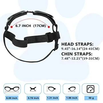 QUMY Dog Sunglasses Dog Goggles for Medium Large Breed Dogs, Wind Dust Fog Protection Eye Wear Pet Glasses with Adjustable Strap for Motorcycle Car Driving Bike Riding Hiking Swimming Over 15lbs Black