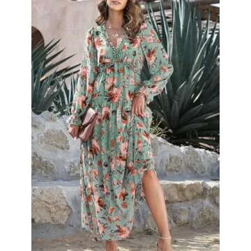 BLENCOT Women's Boho Floral Maxi Dress - Perfect for Any Occasion