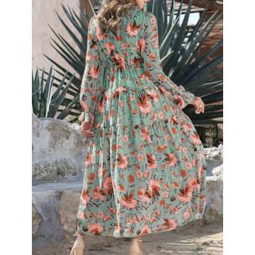 BLENCOT Women's Boho Floral Maxi Dress - Perfect for Any Occasion