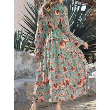 BLENCOT Women's Boho Floral Maxi Dress - Perfect for Any Occasion
