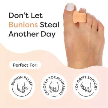 ZenToes Gel Toe Separators for Overlapping Toes, Bunion Relief, and Alignment - 4 Pack (Beige)