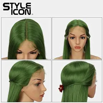 Style Icon 38" Green Super Long Straight Lace Front Wig