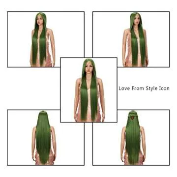 Style Icon 38" Green Super Long Straight Lace Front Wig