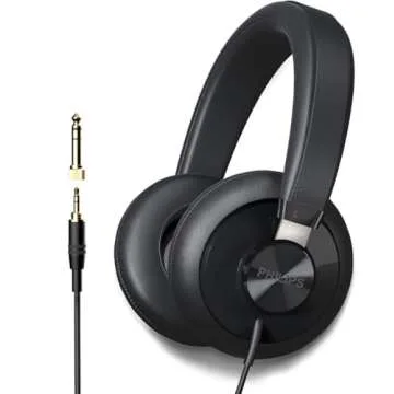 Philips SHP6000 Wired Headphones Studio Monitor & Mixing DJ Stereo Headsets Over Ear Headphones Wired Noise Isolation with High Resolution Audio, Deep Bass and Superior Comfort