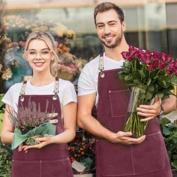 Cotton Canvas Cross Back Apron for Gardening Garden Chef Bartender Work Women Men 3 Pockets Waterpro...