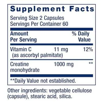 Life Extension Creatine Capsules – Creatine Monohydrate – Promotes Strength, Lean Muscle, Healthy Endurance – Non-GMO, Gluten-Free – 120 Capsules