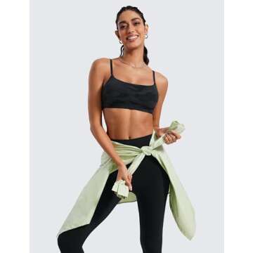 CRZ YOGA Women's Adjustable Strap Yoga Sports Bra - Dark Grey Camo