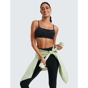 CRZ YOGA Women's Adjustable Strap Yoga Sports Bra - Dark Grey Camo